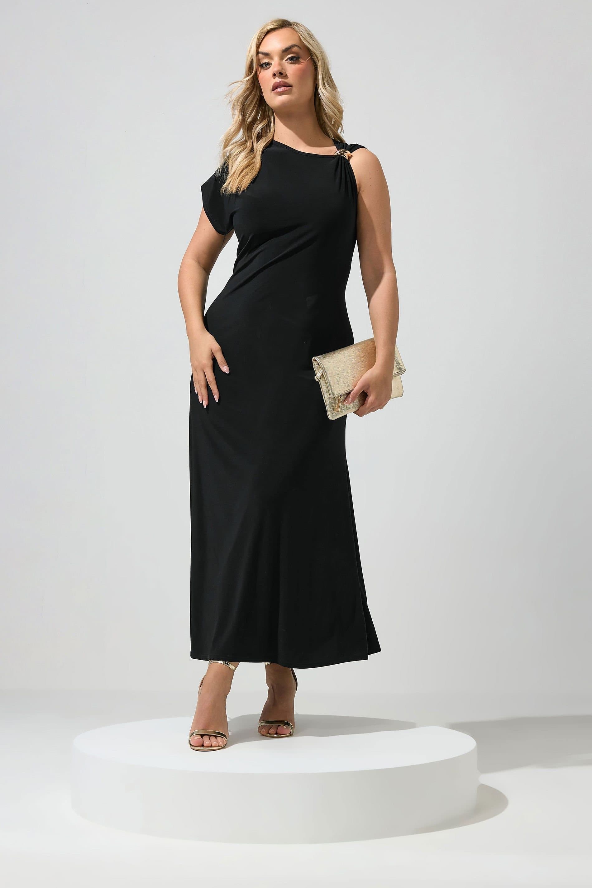 Yours Yours Women's Metal Buckle Detail Maxi Dress in Black