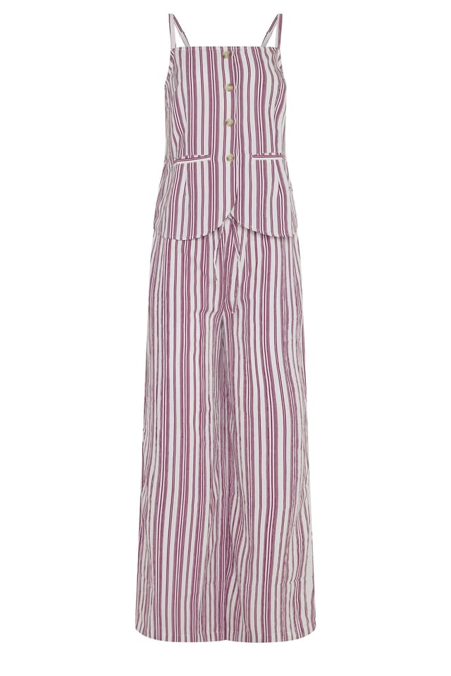 Long Tall Sally Long Tall Sally Women's Tall Stripe Button Waistcoat & Wide Leg Trousers - 2