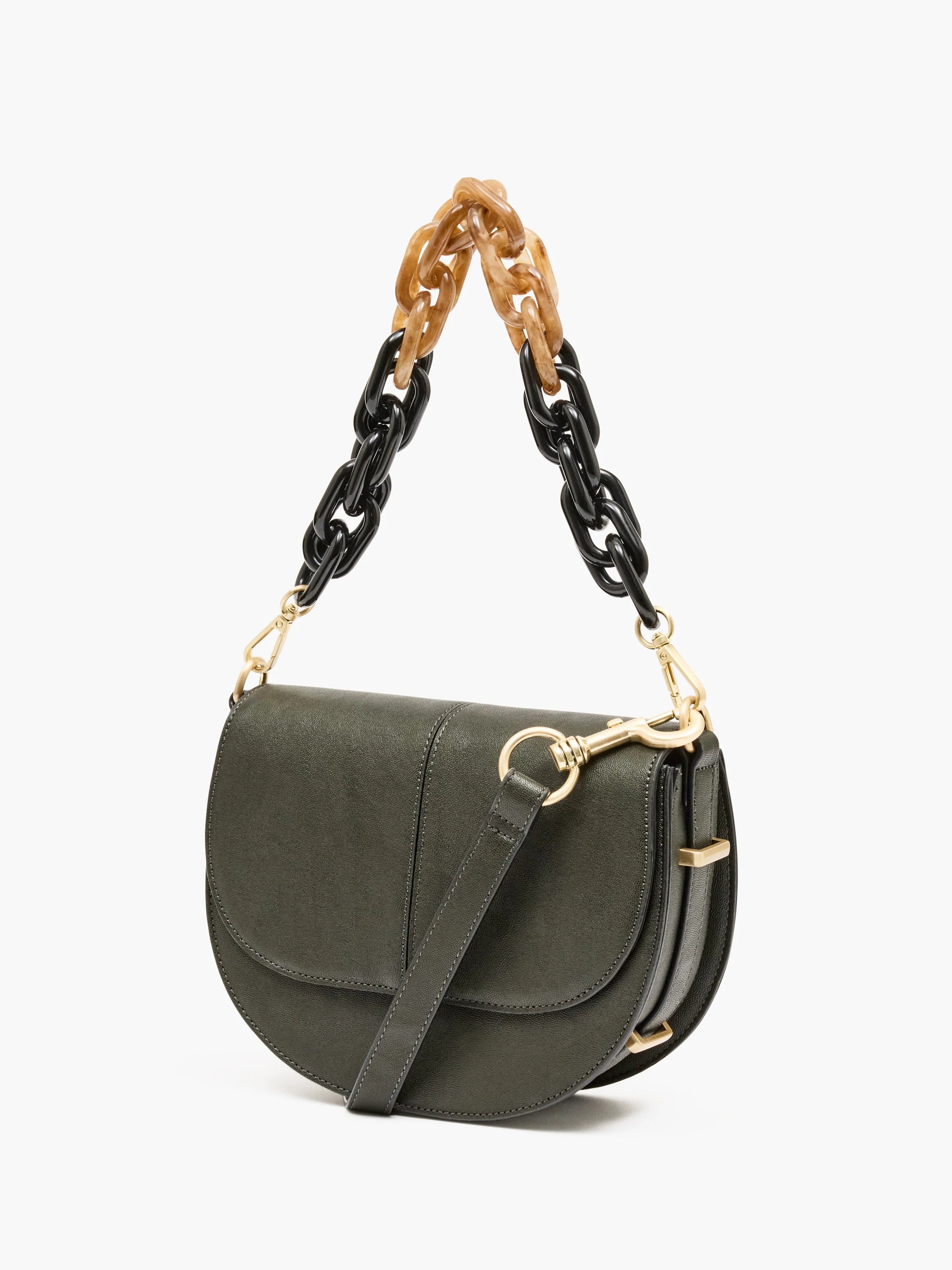 French Connection Chain Saddle Bag Green - 1
