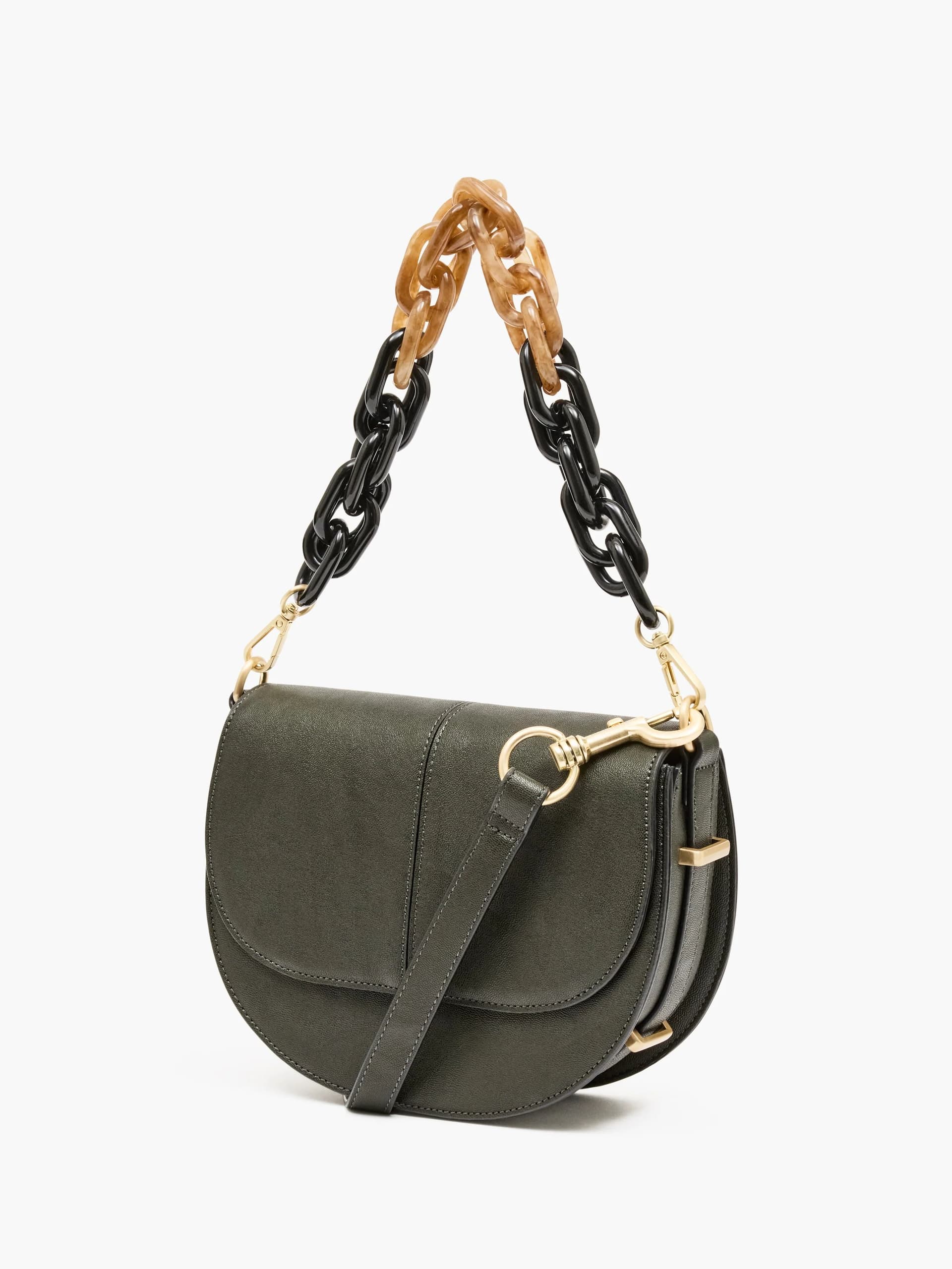 French Connection French Connection Green Faux Leather Saddle Bag