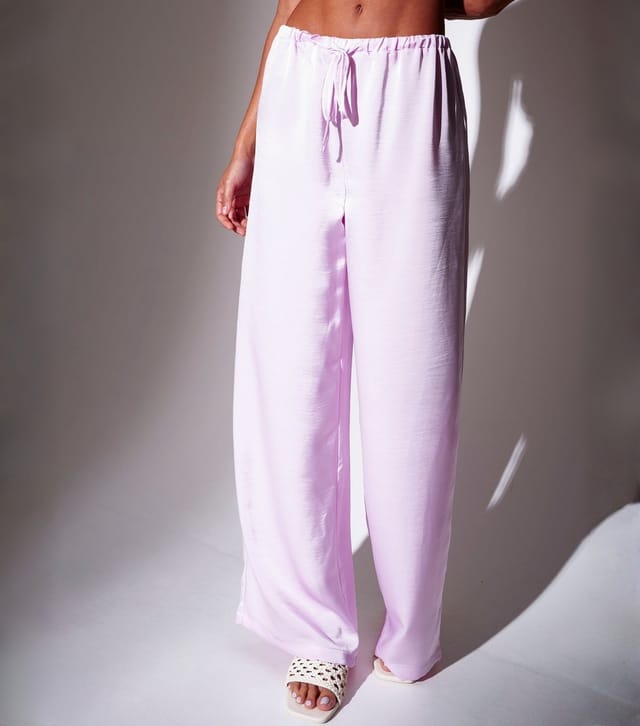 South Beach Women's Light Pink Satin Wide Leg Trousers South Beach New Look - 3
