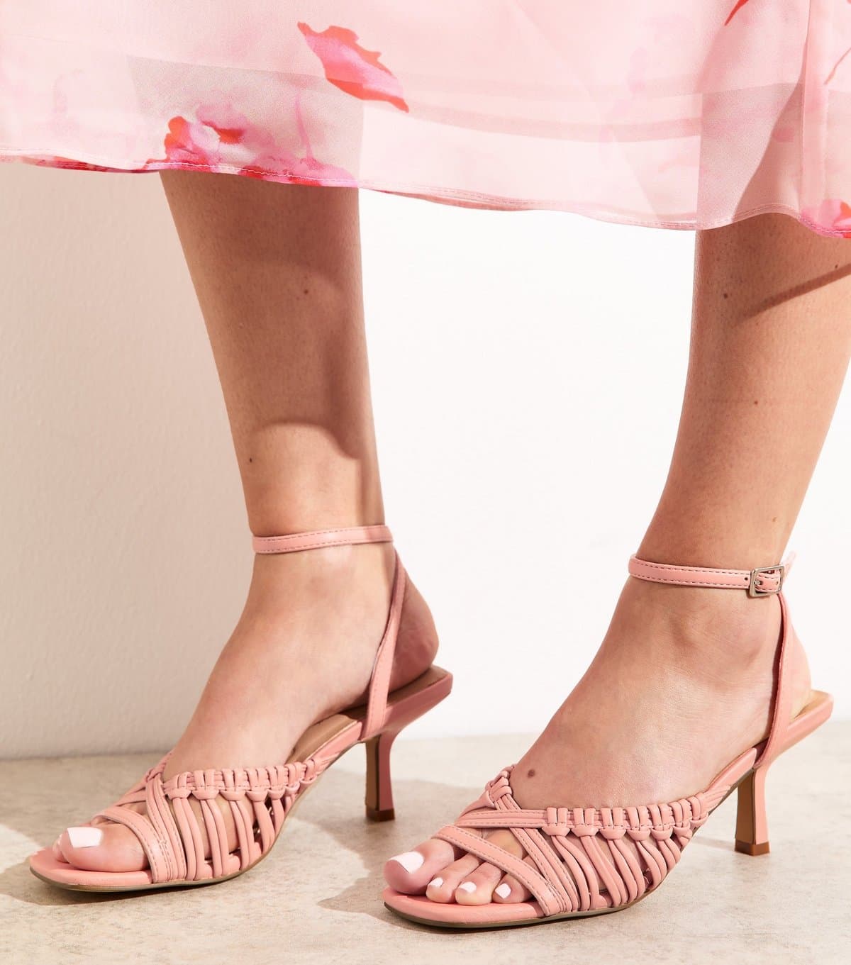 New Look New Look Pink Woven Strap Faux Leather Sandals Vegan