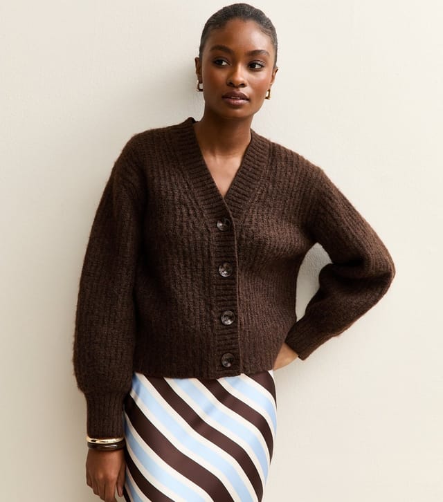 New Look Women's Brown Chunky Knit V-Neck Cardigan New Look - 3