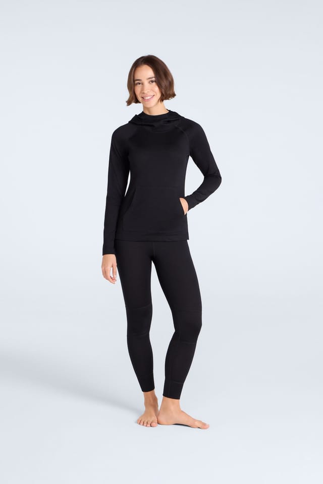 Animal Animal Women's Soft Lightweight Breathable High Wicking Warm Casual Merino Hoodie in Black - 2