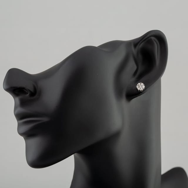 T.H.Baker T.H.Baker Women's 9ct White Gold 0.50ct Brilliant Cut Diamond Cluster Stud Earrings TH0123798 in Silver - 3