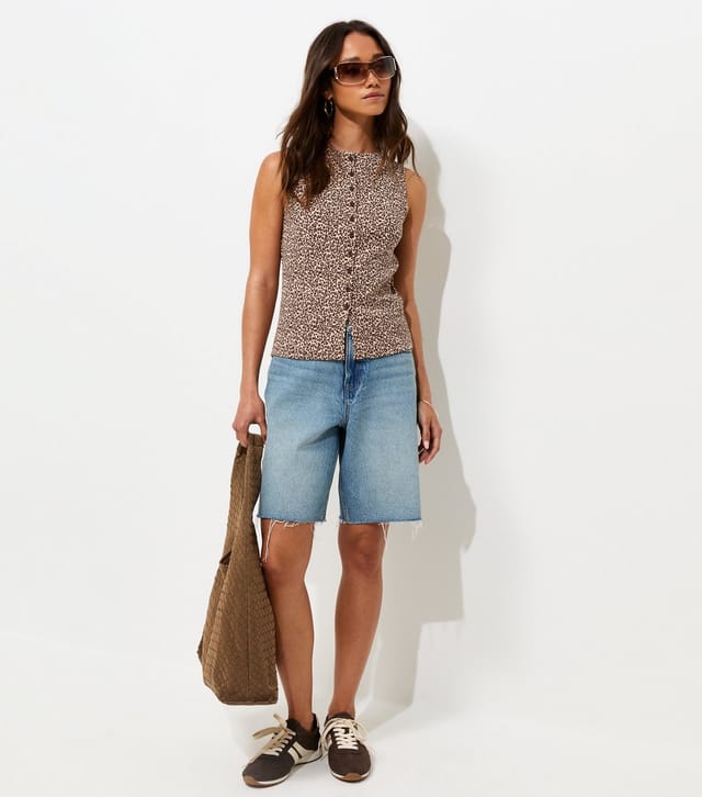 New Look Women's Brown Cotton Rich Leopard Print Button Through Tank Top New Look - 3