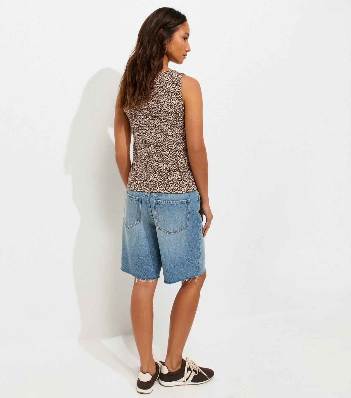 New Look Women's Brown Cotton Rich Leopard Print Button Through Tank Top New Look - 4