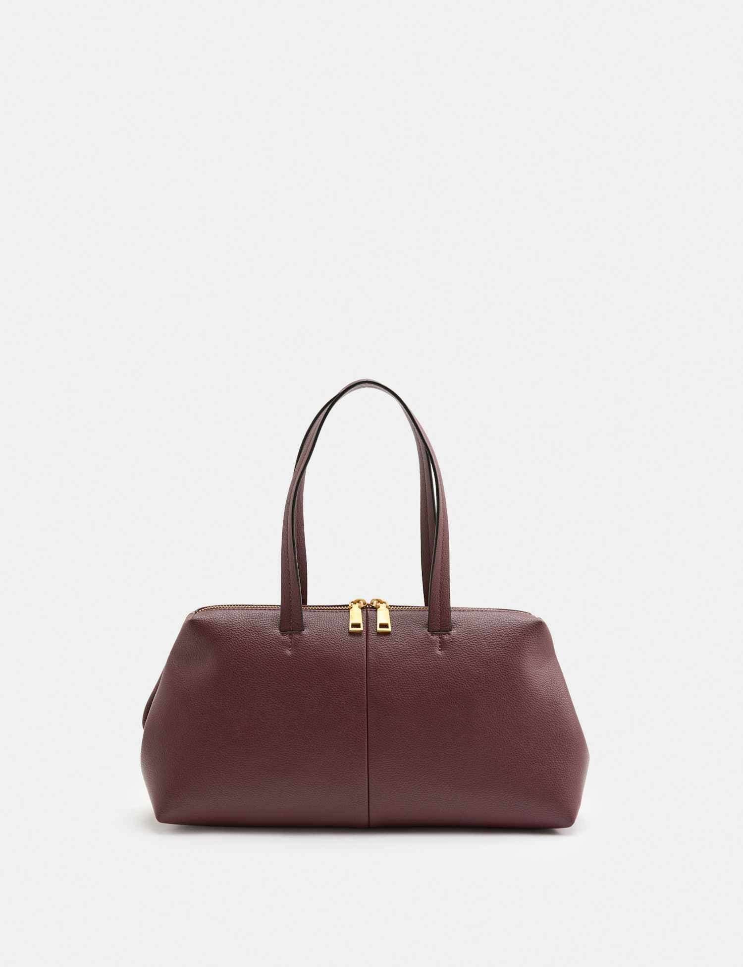 Marks & Spencer M&S Double Zip Grab Bowler Bag Burgundy