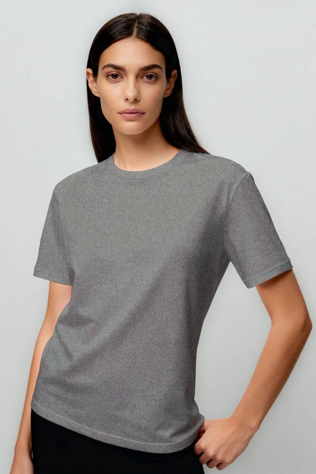 Tommy Life Tommy Life Women's Cotton Elastane Crew Neck T-Shirt in Mid Grey - 4