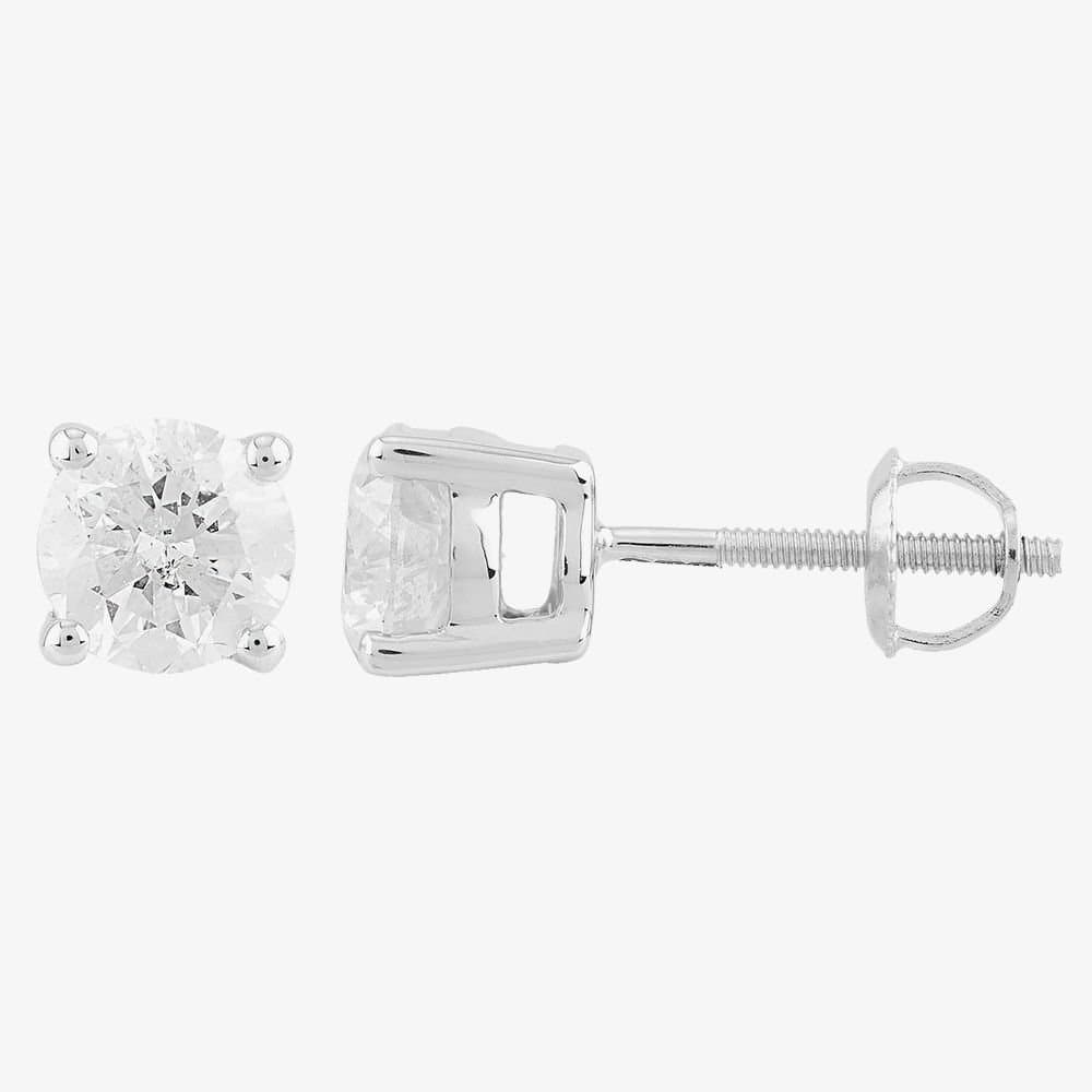 T.H.Baker T.H.Baker Women's 18ct White Gold 1.50ct Diamond 4 Claw Stud Earrings TH0132827 in Silver