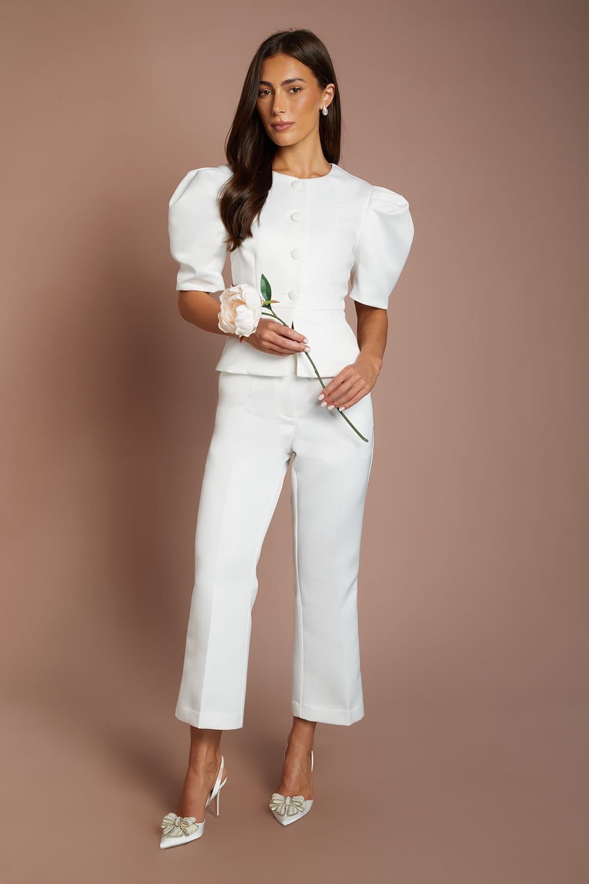 Oasis Oasis Women's Hen Matte Satin Tailored Trouser in Ivory