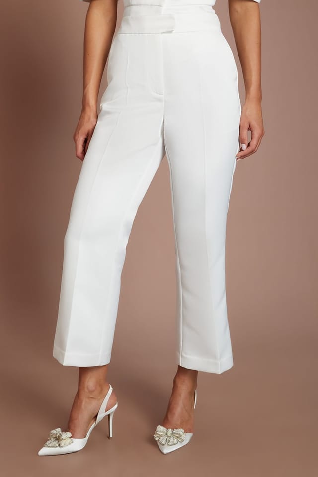 Oasis Oasis Women's Hen Matte Satin Tailored Trouser in Ivory - 2