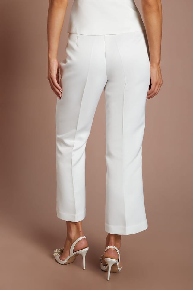 Oasis Oasis Women's Hen Matte Satin Tailored Trouser in Ivory - 3