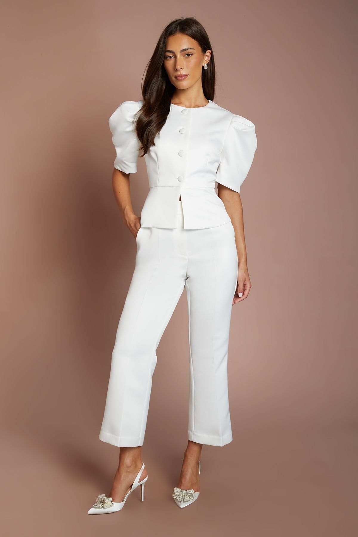 Oasis Oasis Women's Hen Matte Satin Tailored Trouser in Ivory - 4