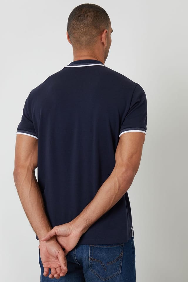 Threadbare threadbare Men's Jetted Pocket Cotton Polo Shirt in Navy - 2