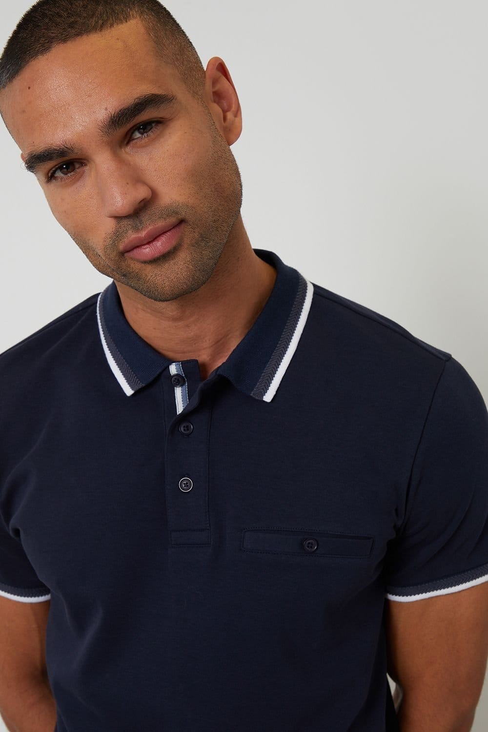 Threadbare threadbare Men's Jetted Pocket Cotton Polo Shirt in Navy - 4
