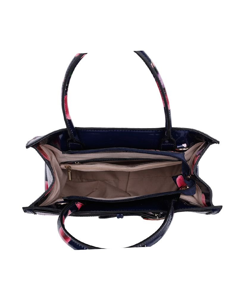 Fontanella Fashion Fontanella Fashion Women's Amapola 2IN1 Poppy Flower & Buttlefly Bucket Shaped Top-Handle Bag With Purse Set in Black - 2