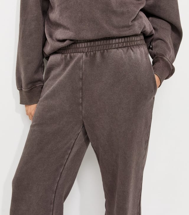 New Look Women's Brown Cotton Rich Acid Wash Wide Leg Joggers New Look - 3