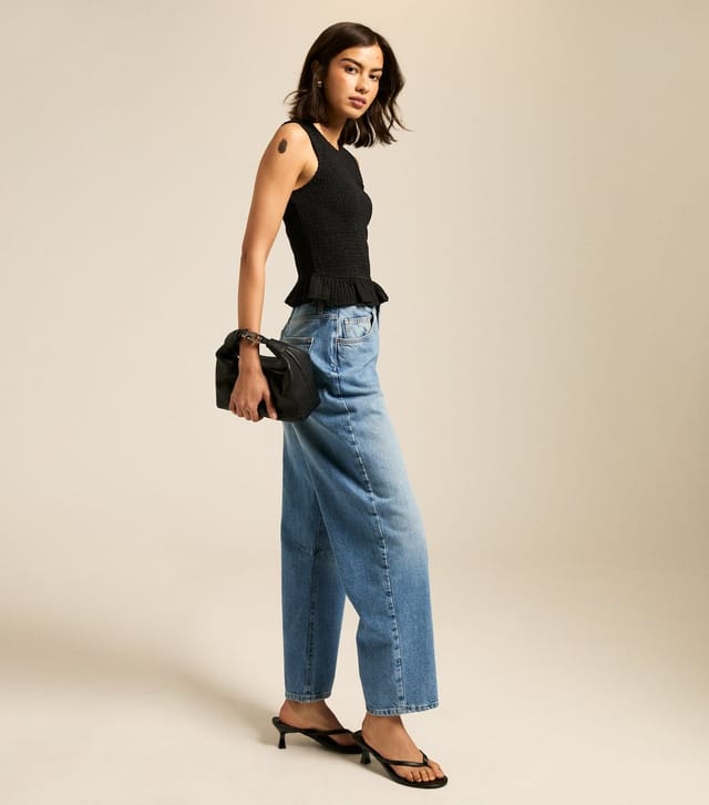 New Look Women's Black Shirred Peplum Hem Top New Look - 3