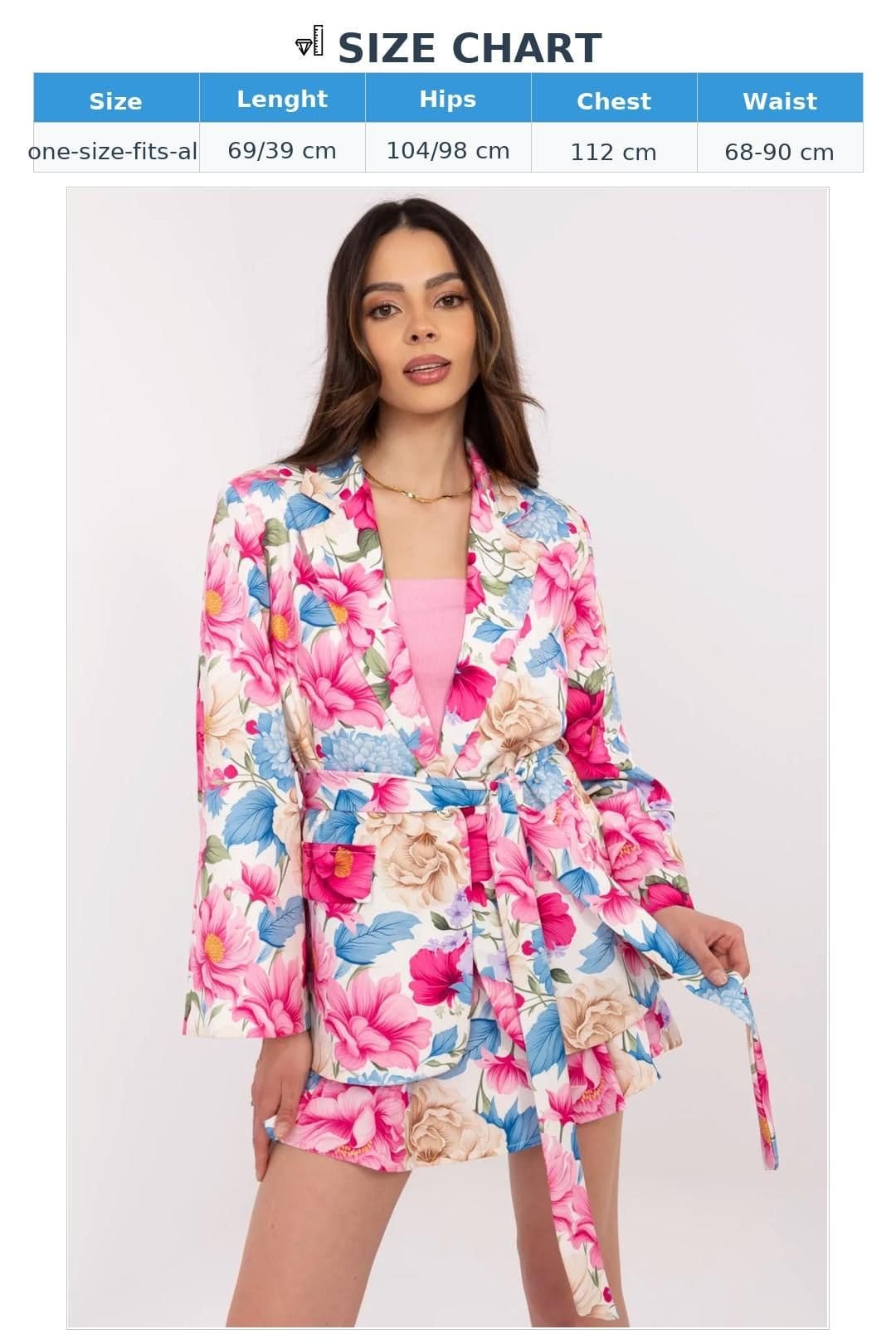 Love Lace Love Lace Women's Floral Blazer & Tie Belt Shorts Set in Pink - 4