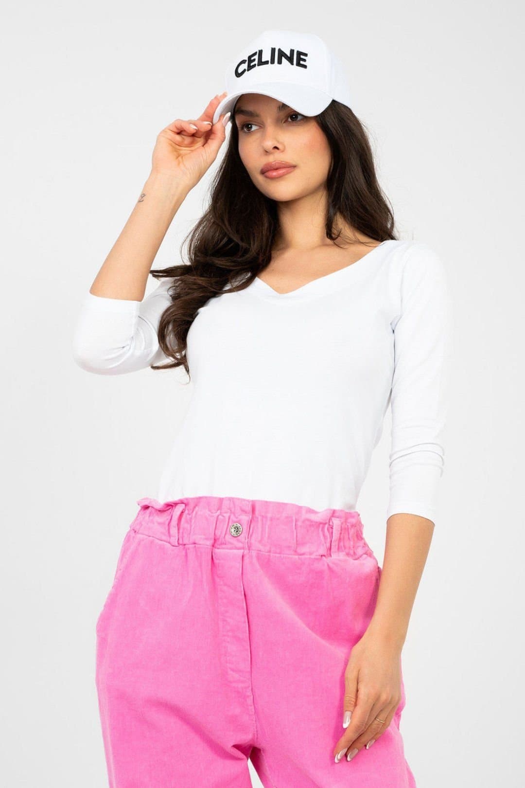 Love Lace Love Lace White Fitted Cotton Elastane Blouse