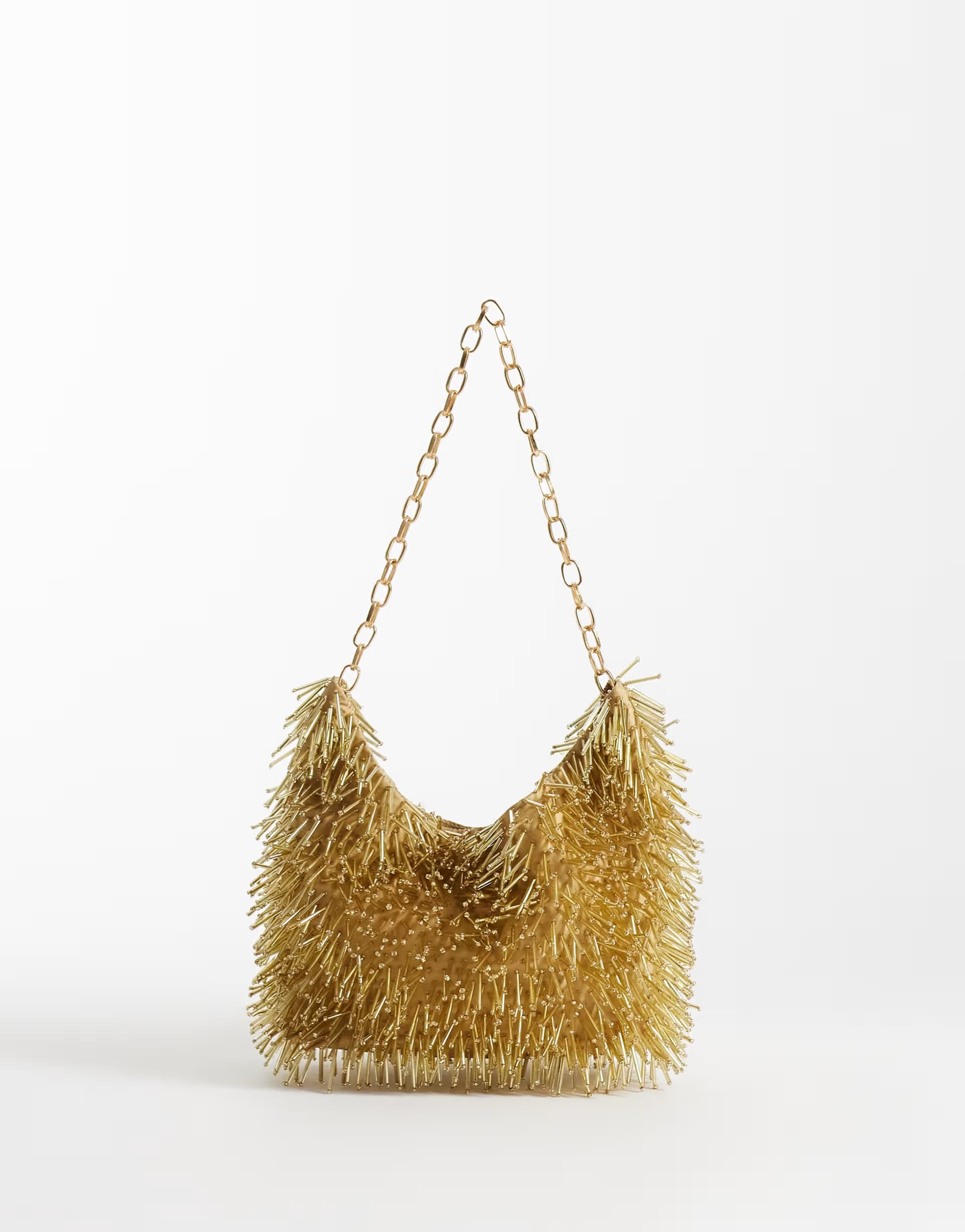 ASOS ASOS DESIGN Beaded Embellished Shoulder Bag In Gold
