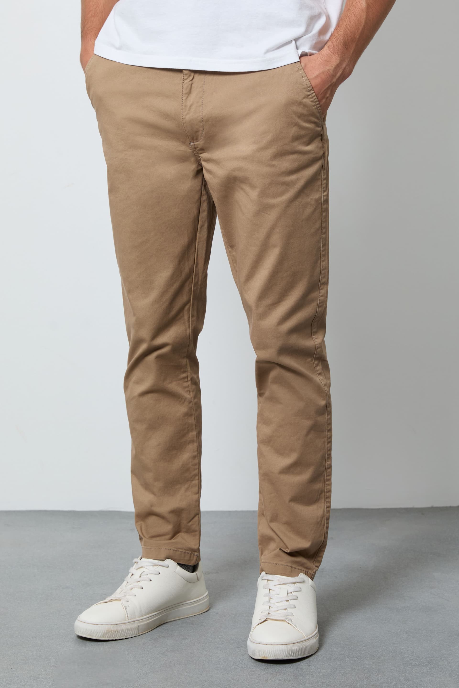 Maine Maine Men's Stone Premium Slim Fit Chino Trousers