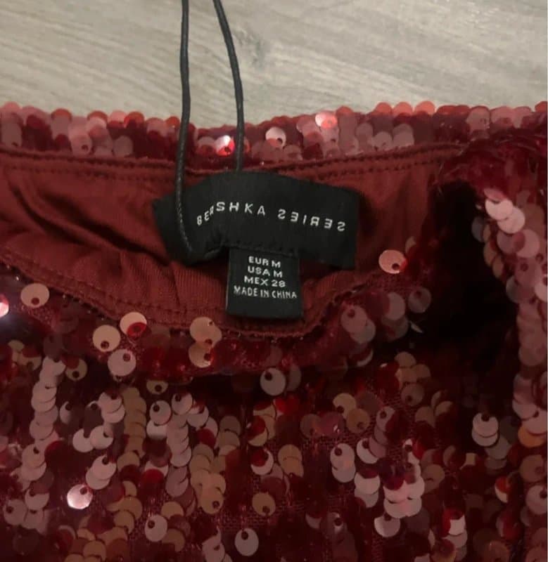 Bershka bershka burgundy sequin skirt