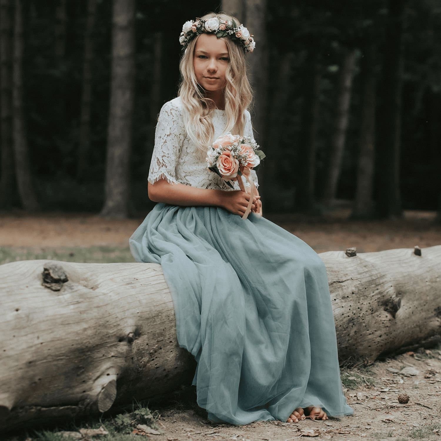 UK Flower Girl Boutique UK Flower Girl Boutique Women's Felicity Couture Flower Girl Set - Sage Green in Light Green