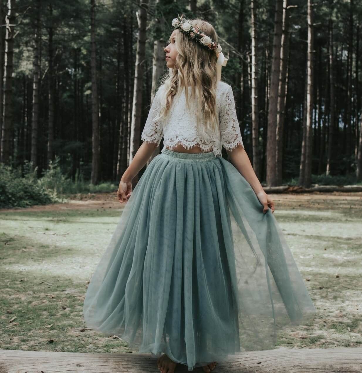 UK Flower Girl Boutique UK Flower Girl Boutique Women's Felicity Couture Flower Girl Set - Sage Green in Light Green - 4