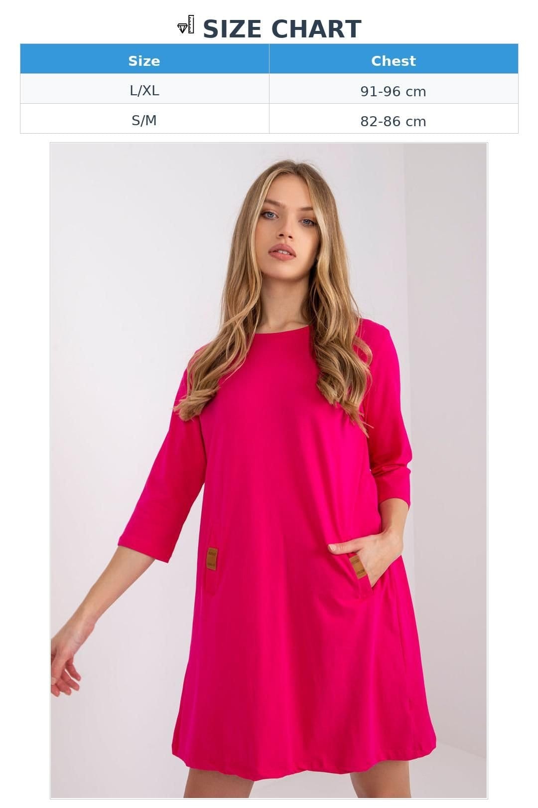 Love Lace Love Lace Women's Loose Fit 3/4 Sleeve Dress Front Pockets in Pink - 4