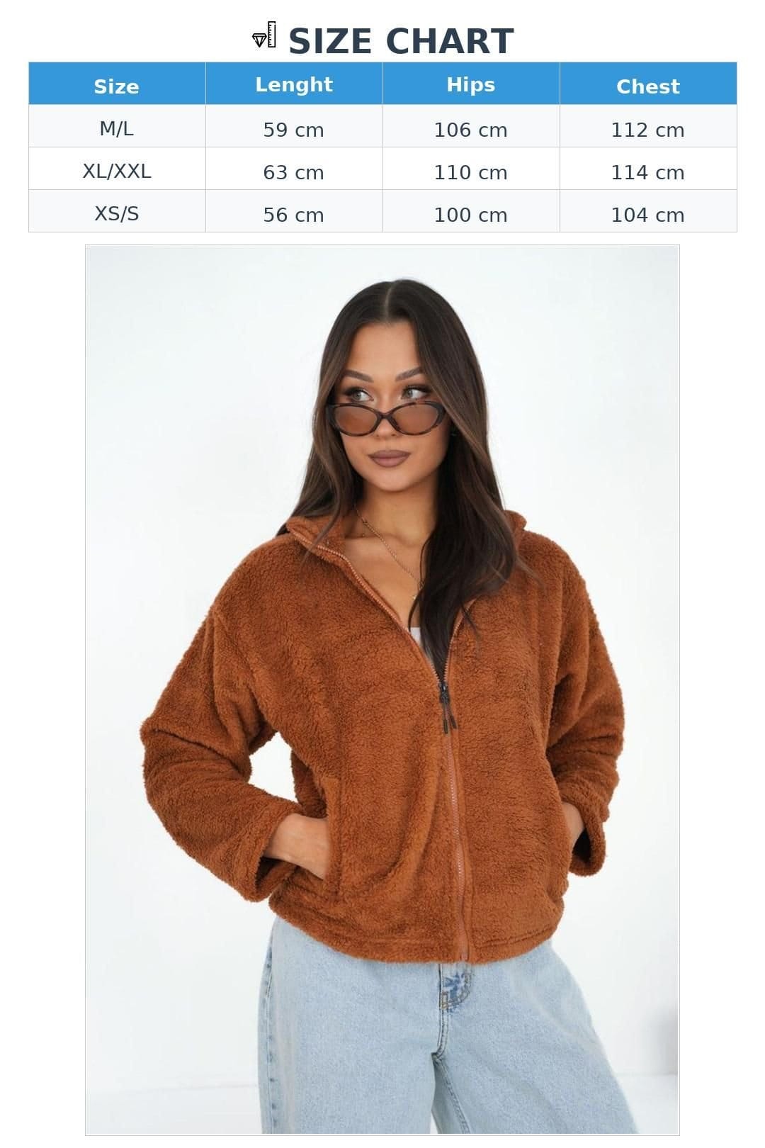 Love Lace Love Lace Women's Teddy Fleece Zip Casual Sweatshirt in Brown - 4