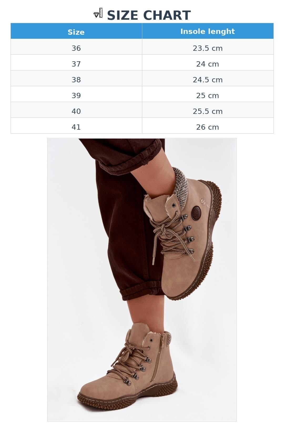 Love Lace Love Lace Women's Trapper Lace Zip Ankle Boots Fur Lined Winter Rubber Sole in Beige - 4