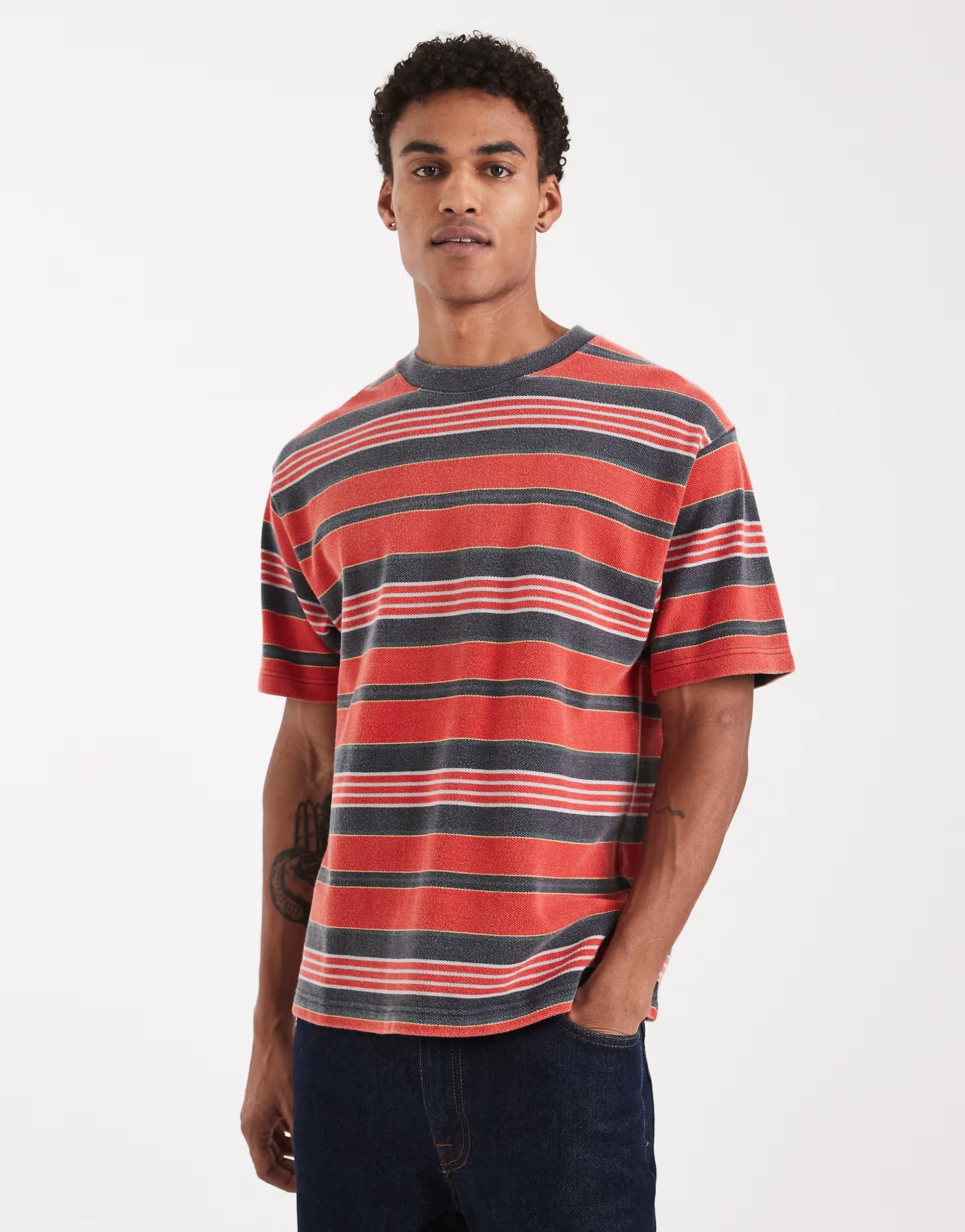 ASOS Vans Pique stripe knit in racing red