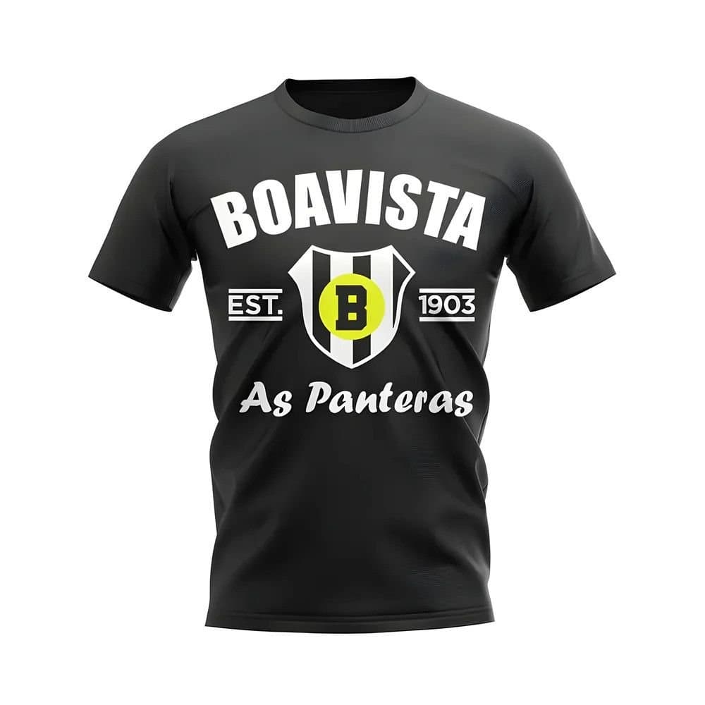 Boavista Boavista Men's Personalised Established Football T-Shirt in Black