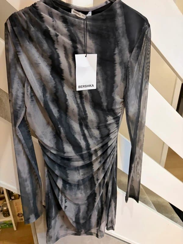 Bershka Bershka mesh ruched mini dress