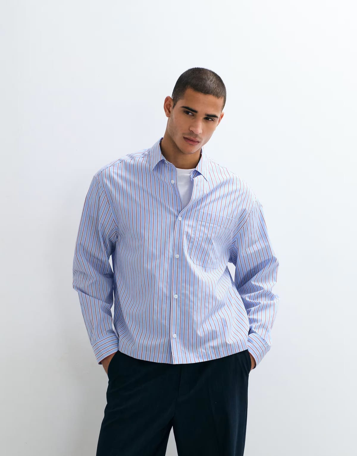 ASOS ASOS DESIGN boxy oversized stripe shirt in blue - 1