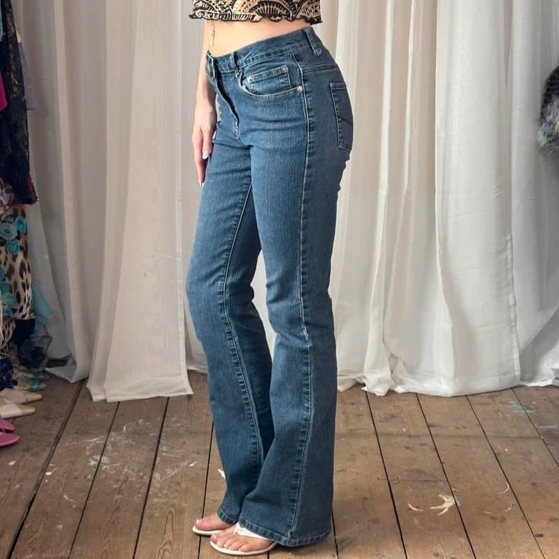 New Look Y2K low rise bootcut flare jeans dark wash denim