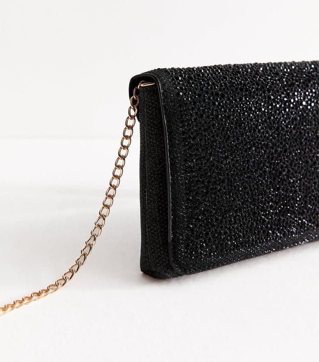 New Look Black Diamanté Embellished Chain Shoulder Bag New Look - 3