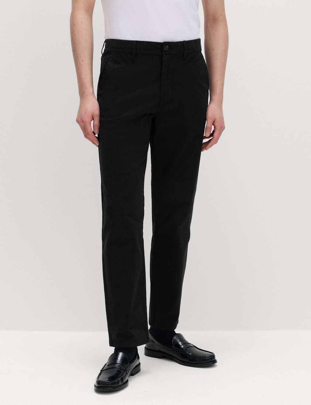 Marks & Spencer M&S Regular Fit Half Elasticated Waist Chinos Black