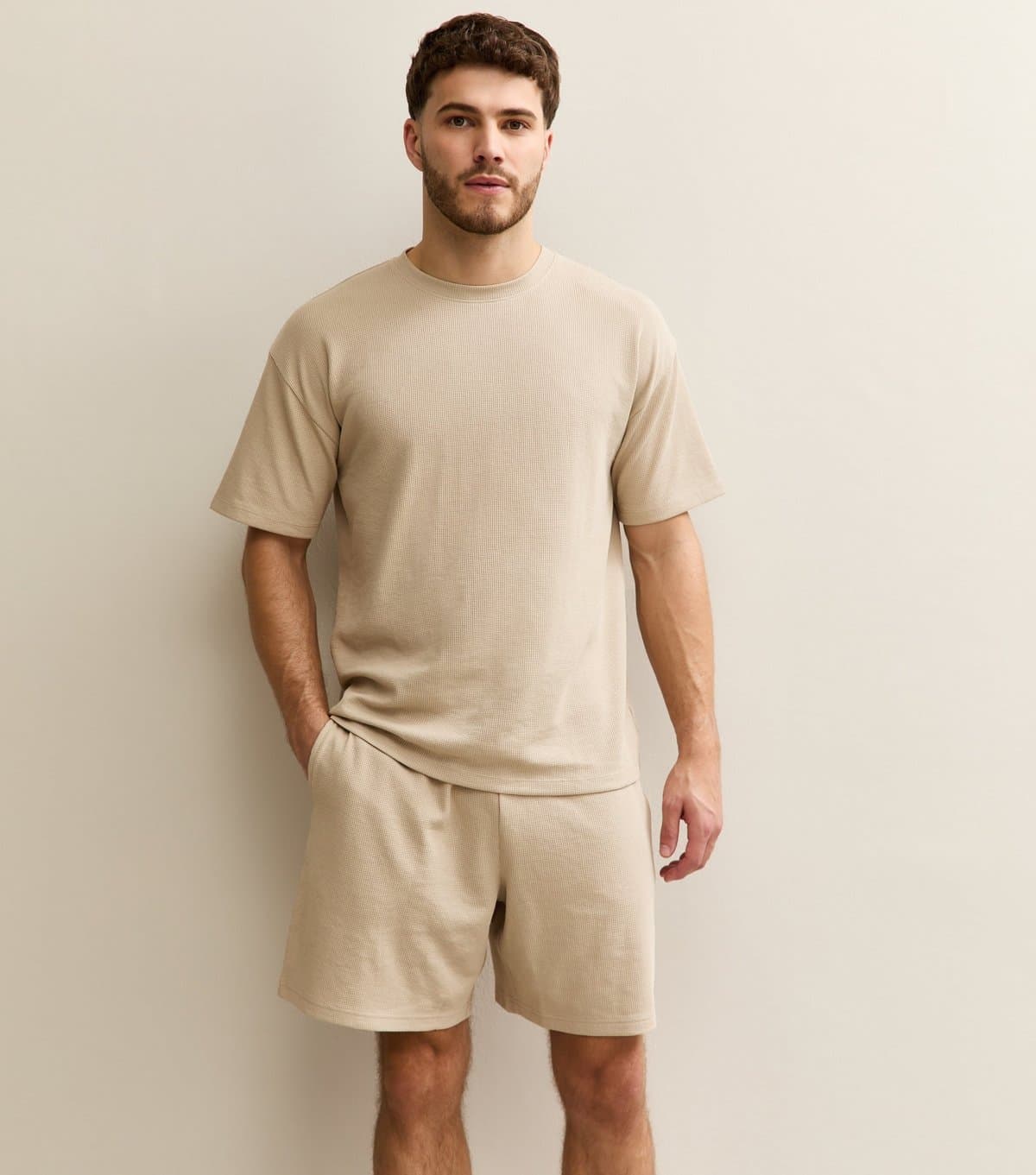 New Look Men's Tan Regular Waffle Texture Shorts New Look