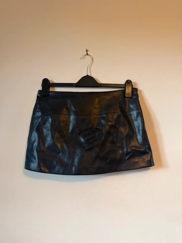 Bershka Black Leather Mini Skirt