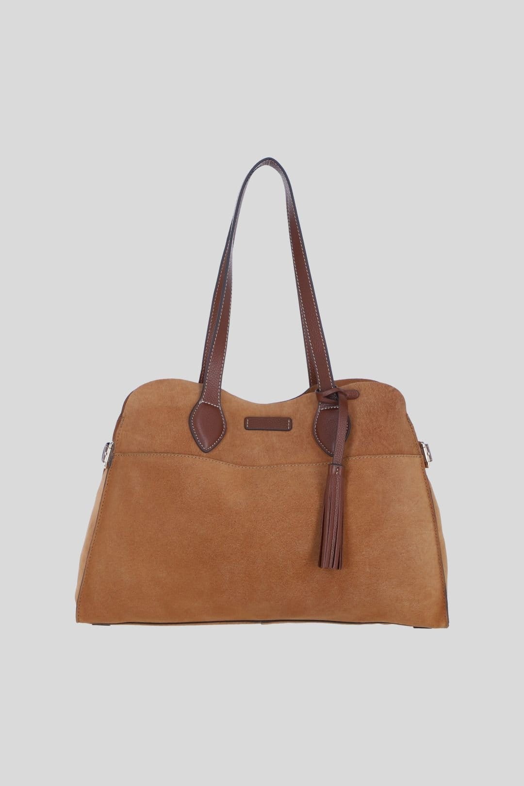 Brampton London Brampton London Women's Real Suede Leather Shoulder Bag with Tassel Charm in Tan - 1
