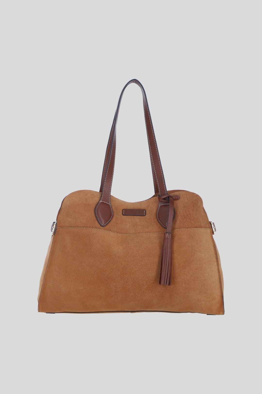 Brampton London Brampton London Tan Suede Leather Shoulder Bag with Tassel Charm