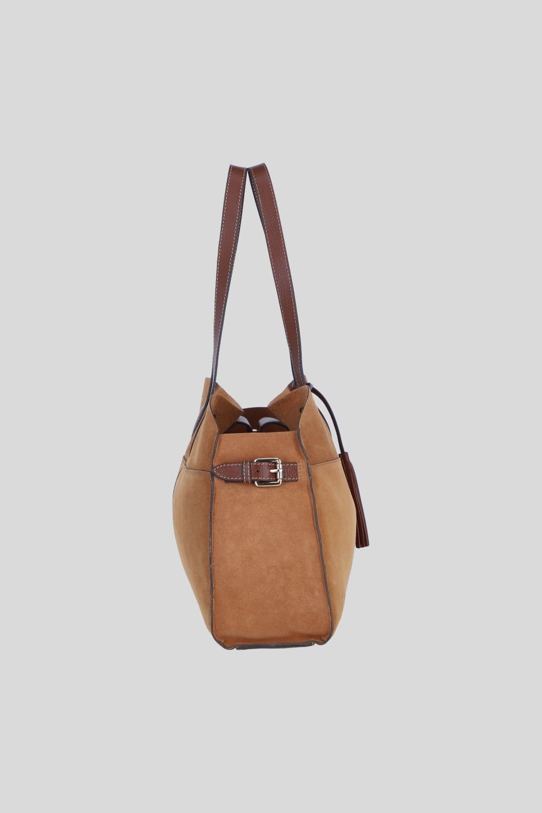 Brampton London Brampton London Women's Real Suede Leather Shoulder Bag with Tassel Charm in Tan - 4