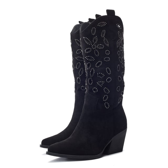 b.soleful b.soleful Women's 'Gloribel' Alcantara Western Boot in Black - 2