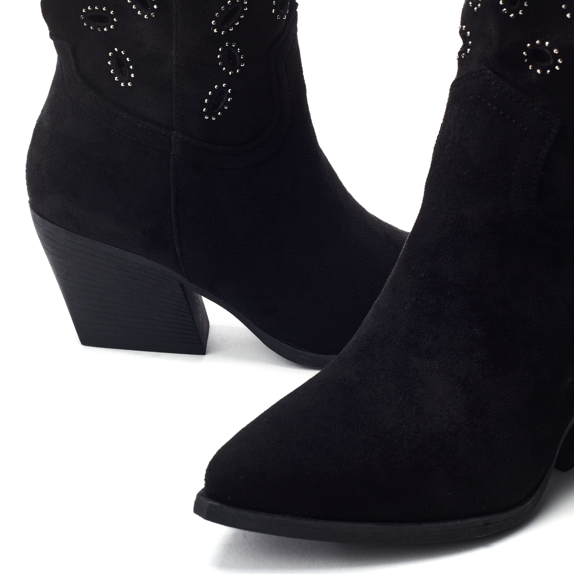 b.soleful b.soleful Women's 'Gloribel' Alcantara Western Boot in Black - 4