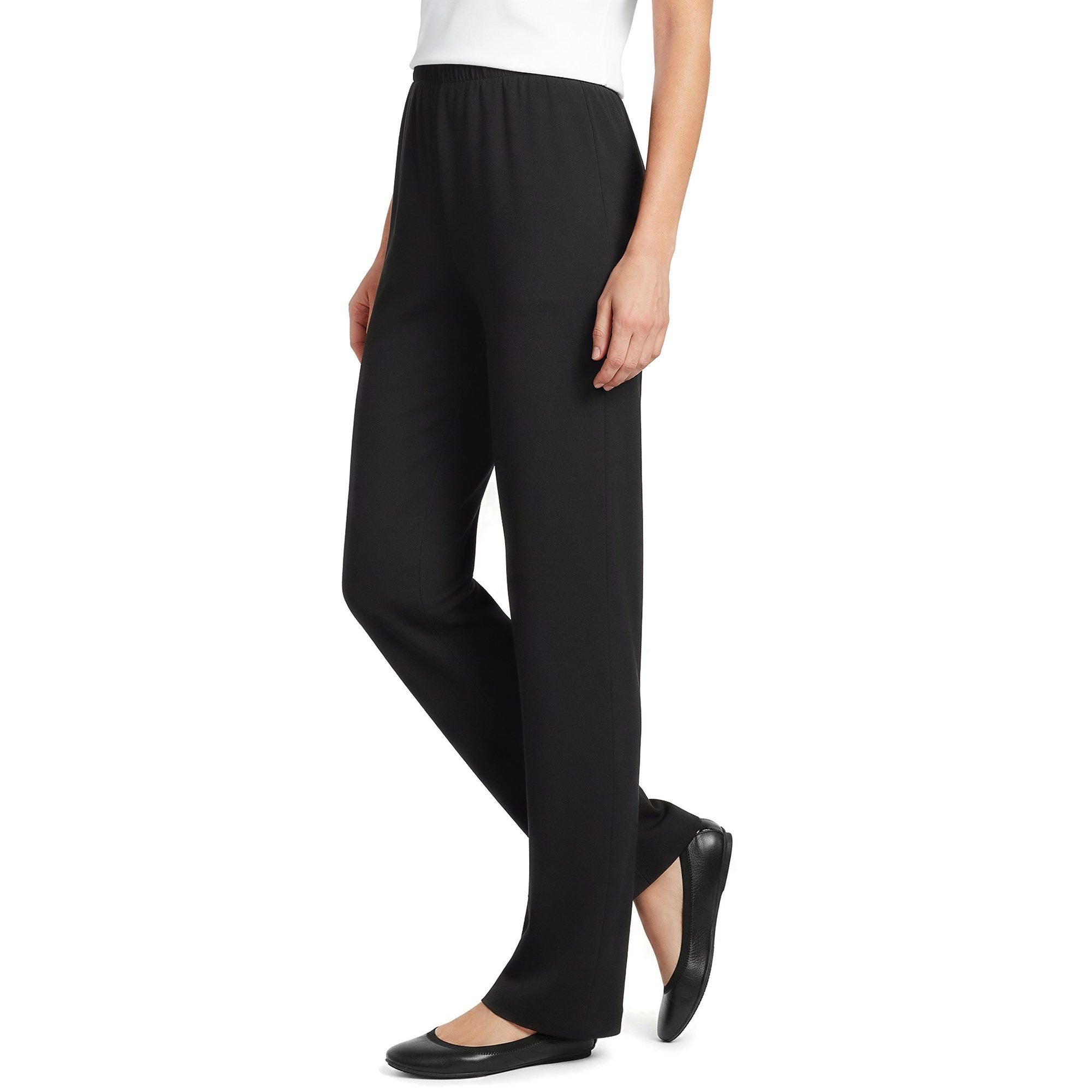 lands end Lands' End Women's Petite Straight Leg Sport Knit Trousers in Black - 3