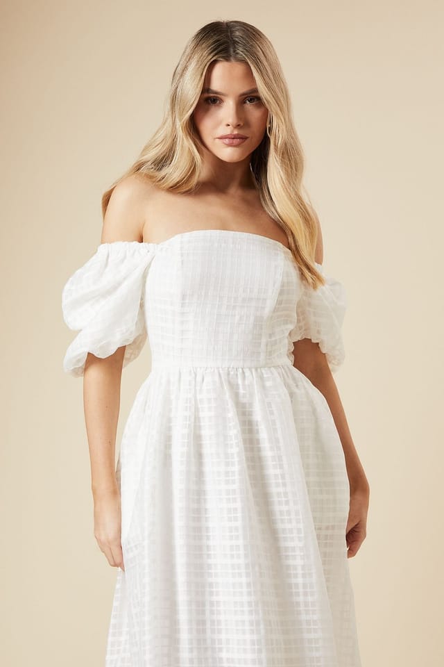 Dorothy Perkins Dorothy Perkins Women's DP Luxe Seersucker Square Neck Midi Dress in Ivory - 2