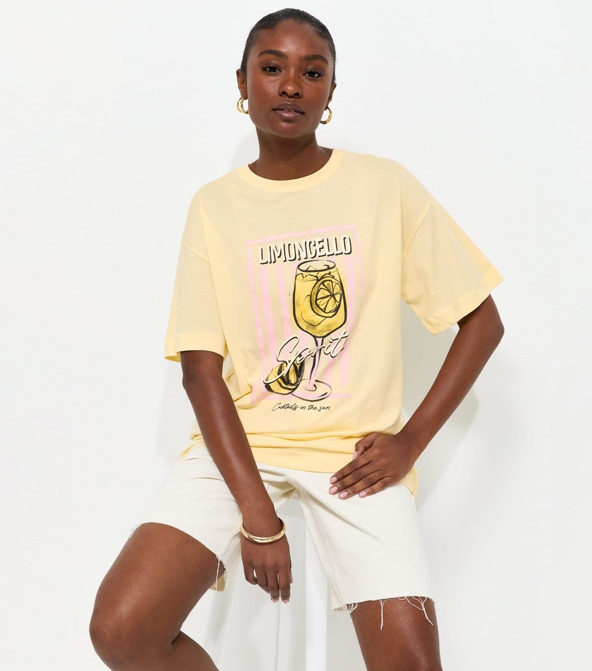 New Look Light Yellow Cotton Limoncello Oversized T-Shirt